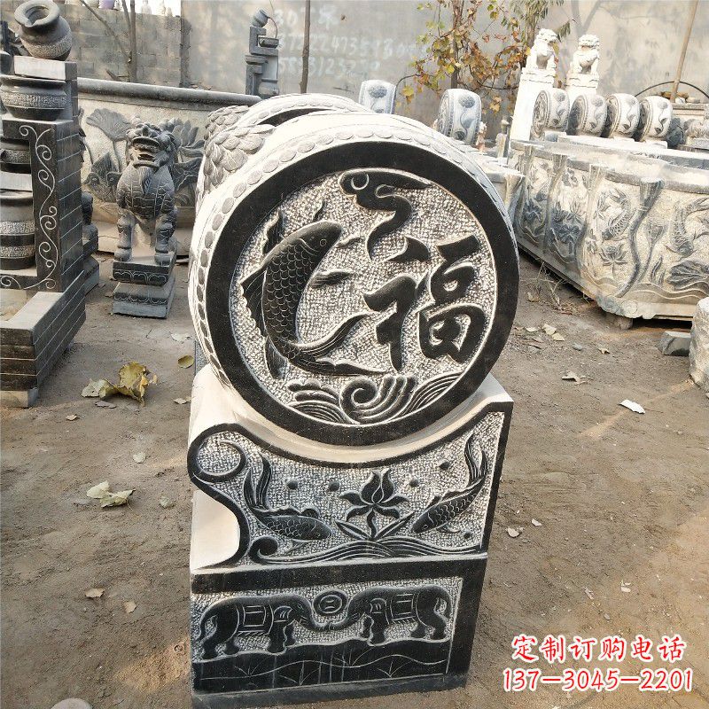 南阳一流仿古抱鼓门墩石雕塑