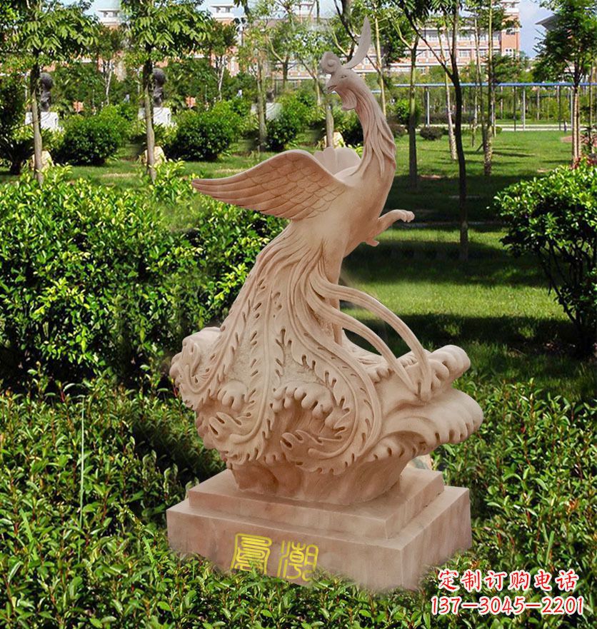 南阳雕刻凤凰传递祥瑞祝福