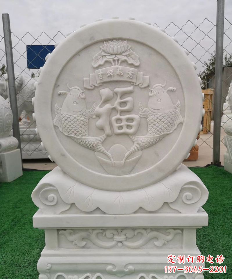 南阳装饰福字图案的雕塑石门墩
