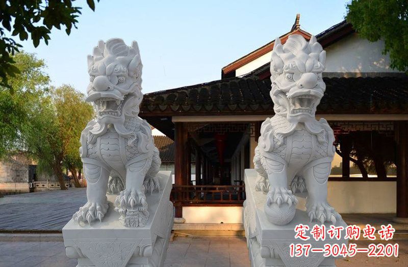 南阳精美汉白玉麒麟雕塑