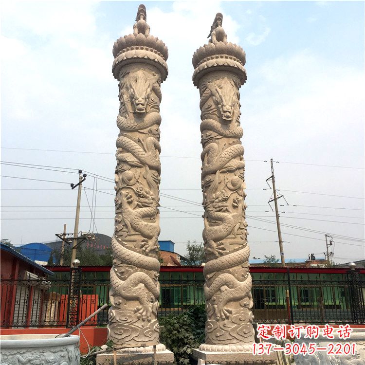 南阳石雕华表盘龙柱,雕塑工艺的精美展示