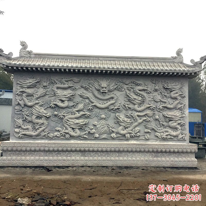 南阳中领雕塑:精美九龙壁雕塑,添彩寺庙庭院