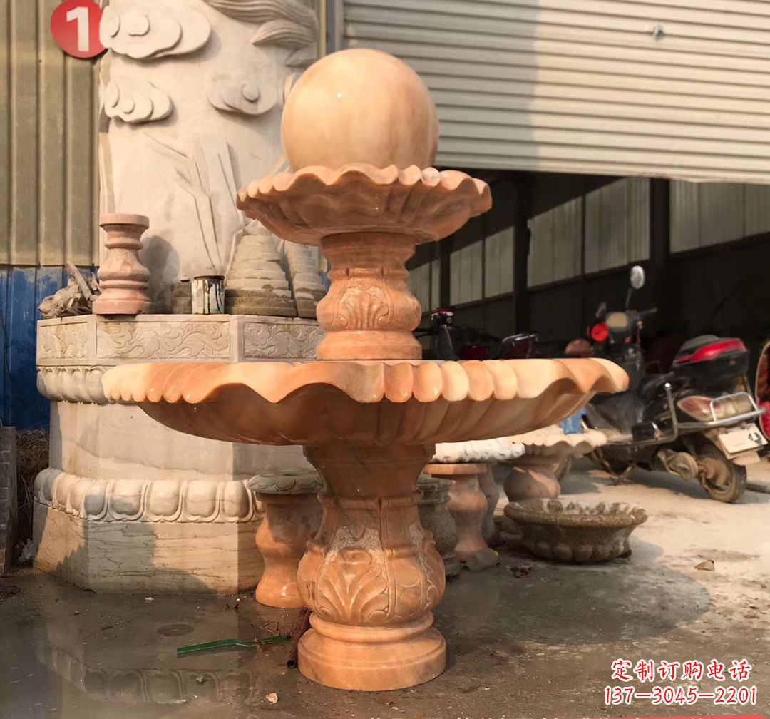 南阳石雕流水龙头喷泉风水球