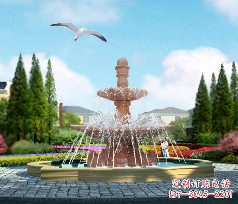 南阳石雕流水招财喷泉雕塑,让你迎接财运来临
