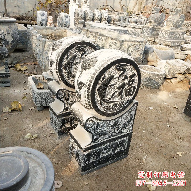 南阳石雕门墩 风水