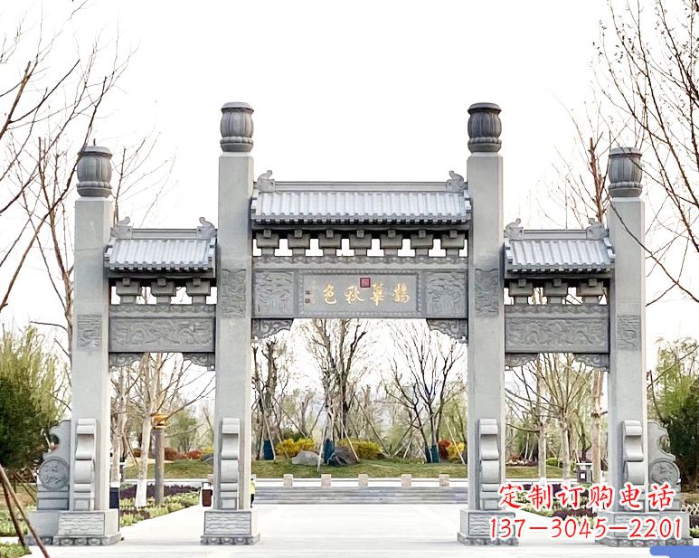 南阳装饰你的屋外,选择领雕塑的石雕牌坊