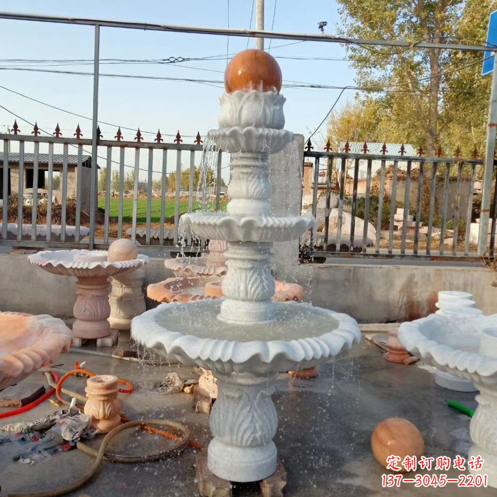 南阳石雕喷泉,营造出静谧氛围