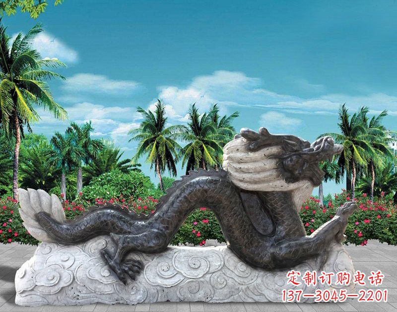 南阳中领雕塑:精美石刻喷水龙雕塑