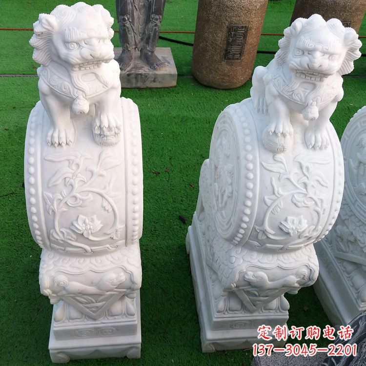 南阳石雕青石貔貅门墩雕塑
