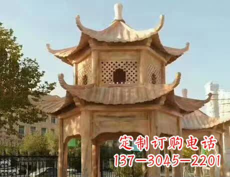 南阳石雕小区景观双层凉亭