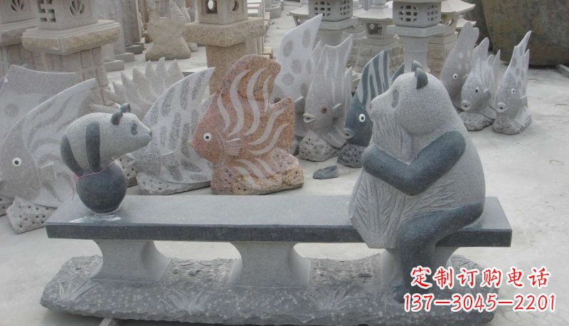 南阳石雕熊猫座椅