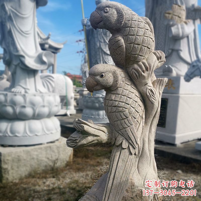 南阳石雕鹦鹉景观雕塑摆件