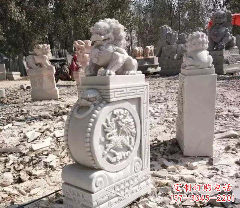 南阳石雕园林狮子抱鼓石