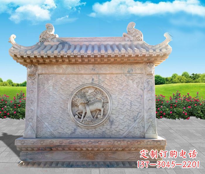 南阳石浮雕麒麟庭院影壁