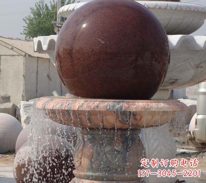 南阳石来运转小型风水球喷泉石雕