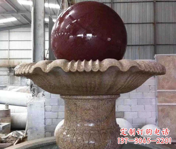南阳石来运转小型风水球喷泉石雕 (2)