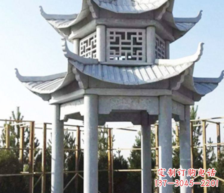 南阳双层仿古石凉亭石雕_2