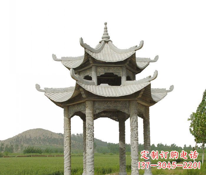 南阳双层仿古石雕凉亭