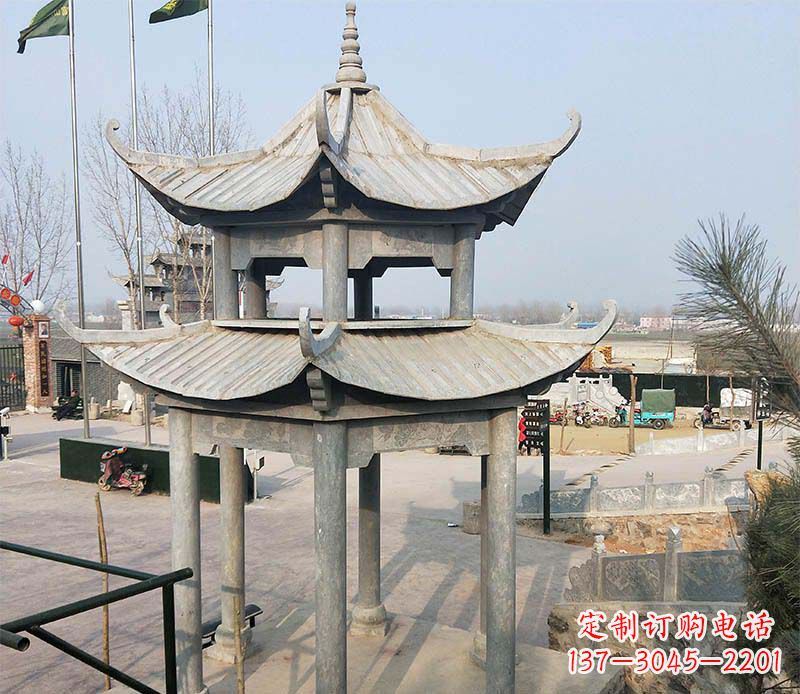 南阳双层户外凉亭石雕