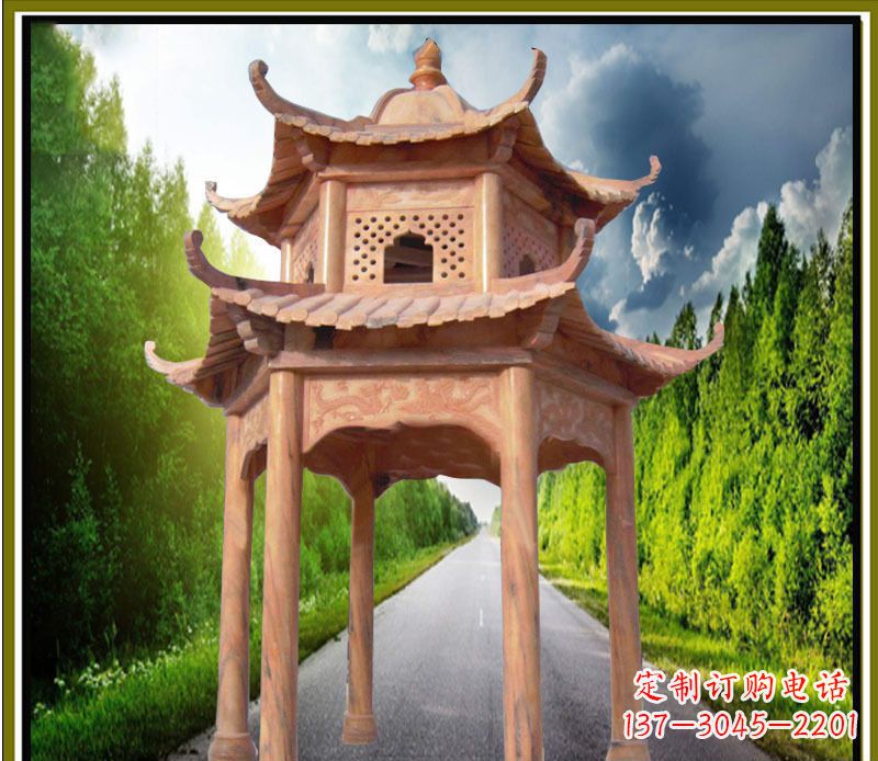 南阳双层凉亭园林石雕
