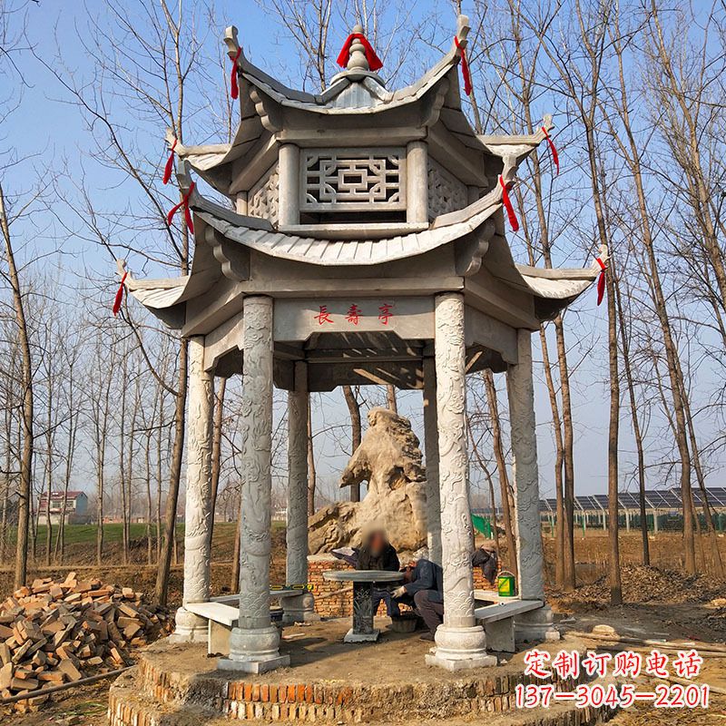 南阳双层六角石凉亭
