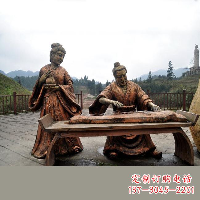 南阳司马相如与卓文君铜雕塑像-城市广场历史名人情景雕塑
