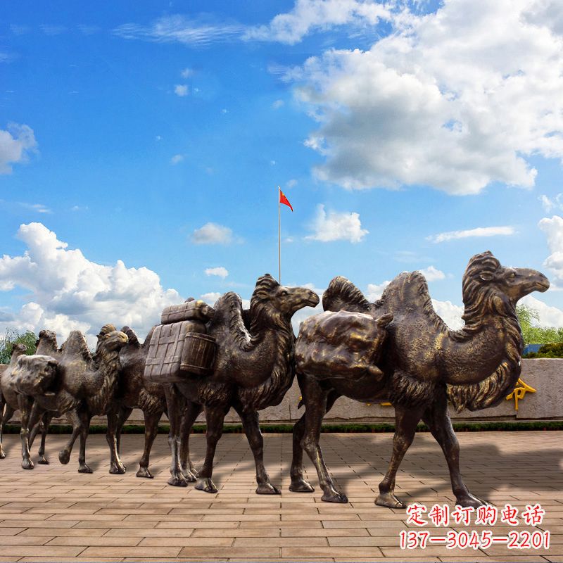 南阳丝绸之路骆驼队仿铜景观雕塑