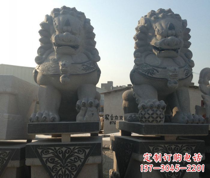 南阳寺庙景观仿古石狮子 (2)