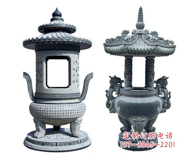 南阳寺庙景观仿古香炉石雕