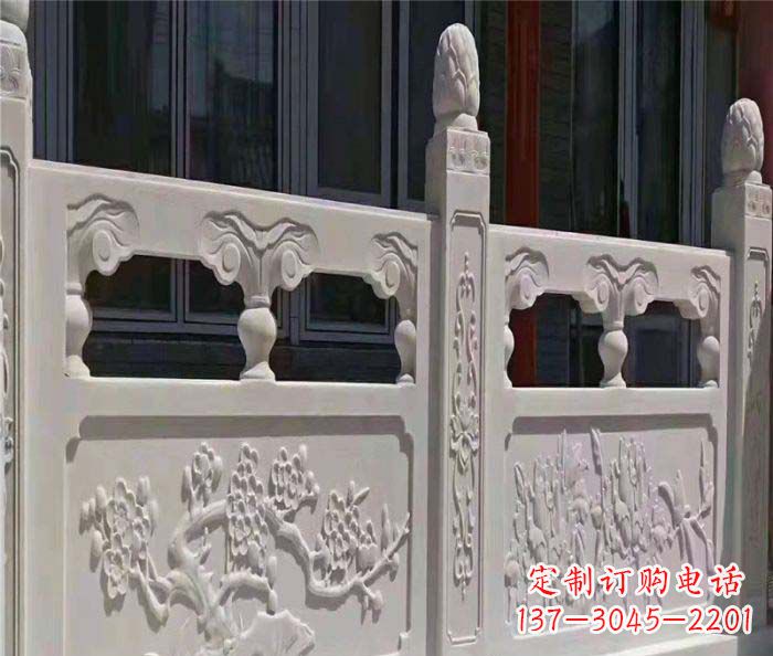 南阳寺庙景观汉白玉石浮雕栏板 (2)