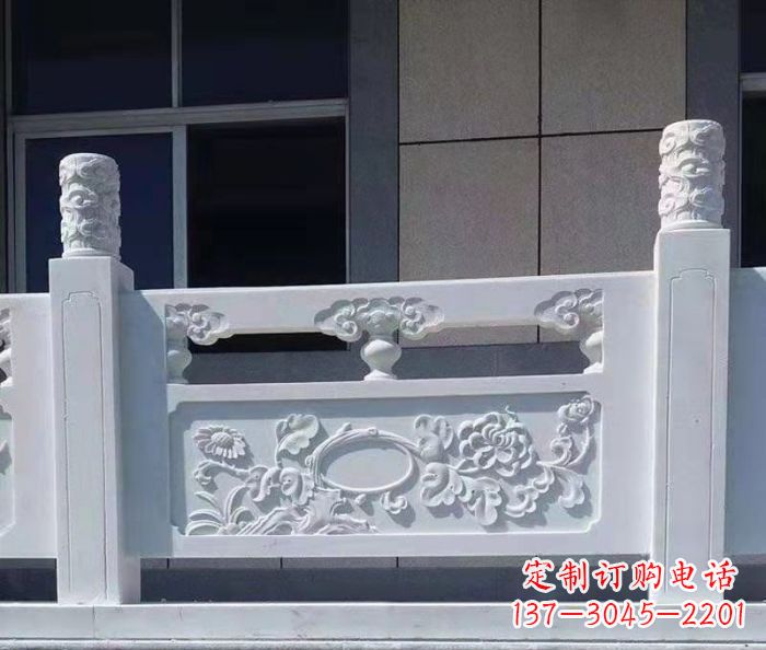 南阳寺庙景观汉白玉石浮雕栏板 (4)