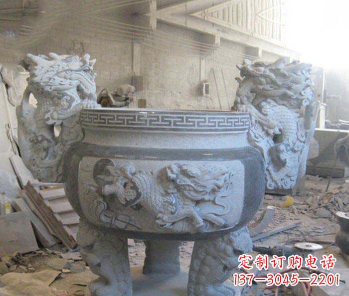 南阳寺庙景观龙头水缸石雕