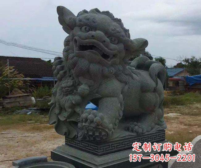 南阳寺庙景观南方狮子石雕