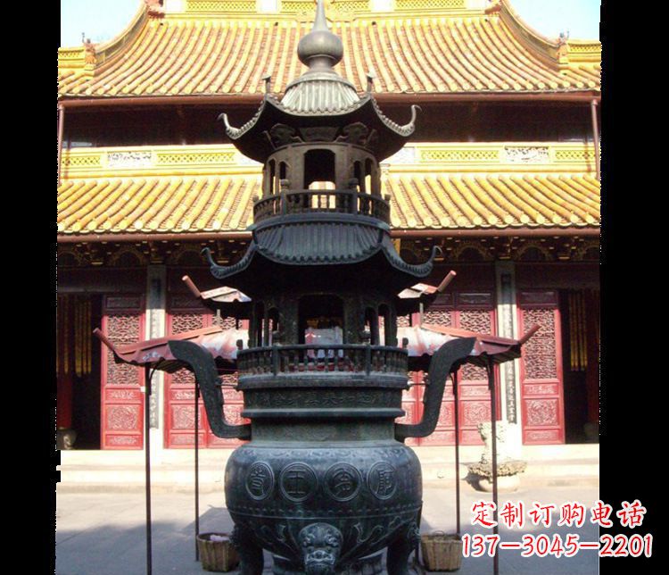 南阳寺庙景观香炉铜雕