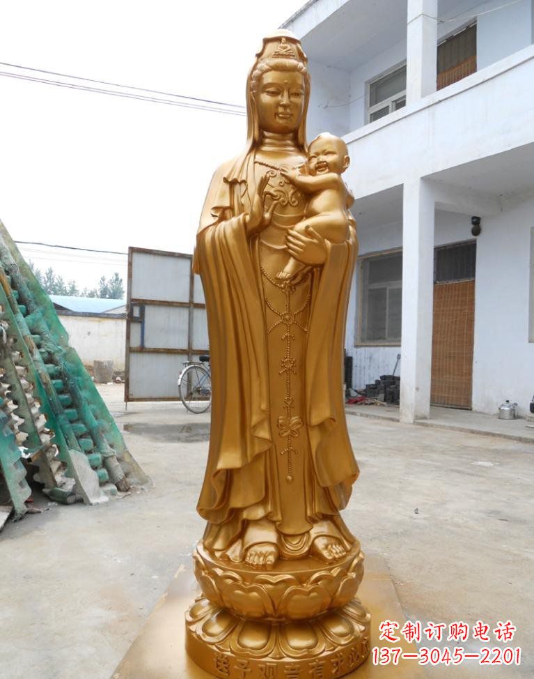 南阳寺庙立式送子观音铜雕