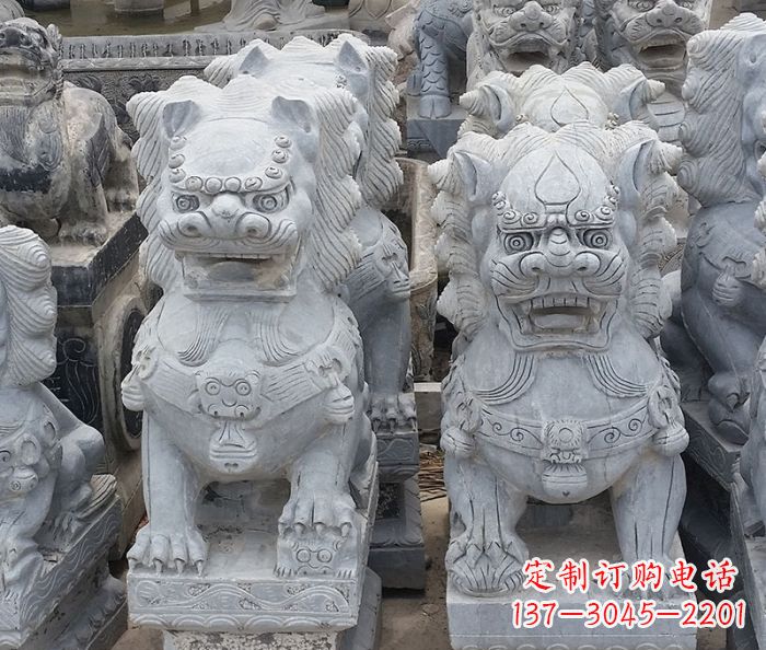 南阳寺庙青石狮子石雕