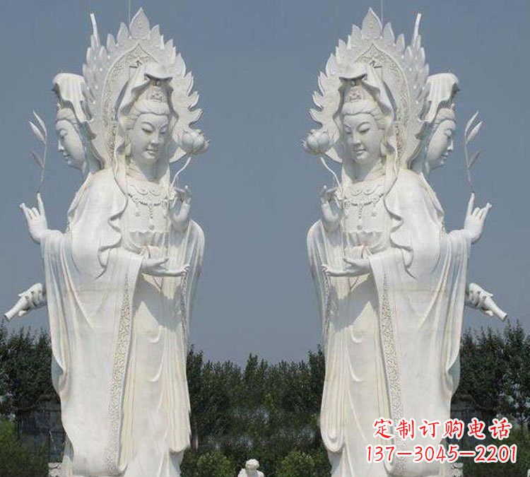 南阳寺庙三面观音菩萨雕塑