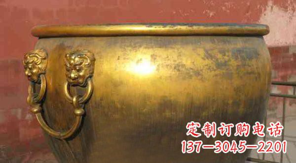南阳寺庙水缸铜雕 (2)