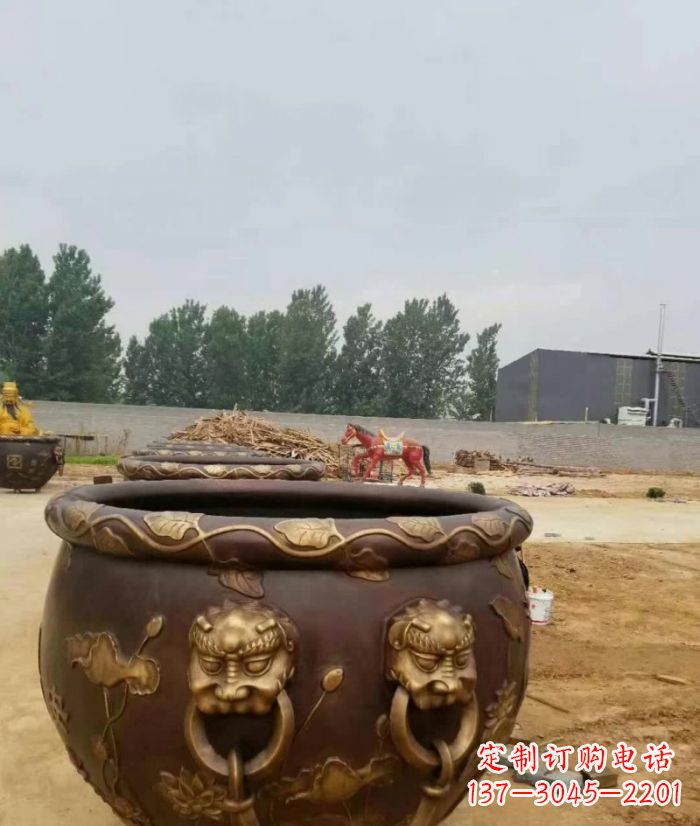 南阳寺庙水缸铜雕 (4)