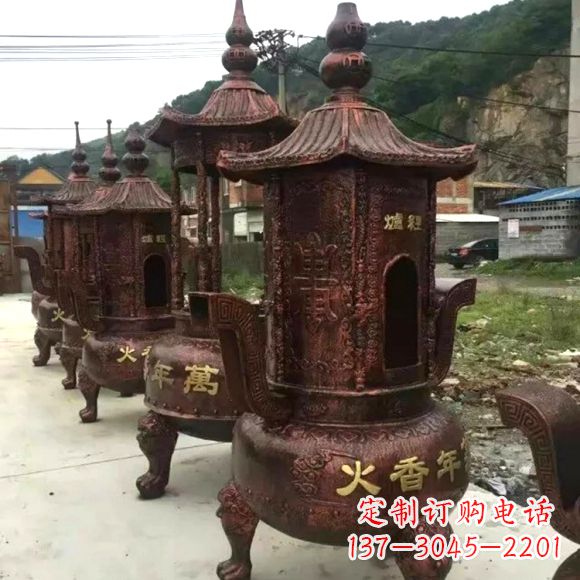 南阳寺庙铜香炉雕塑