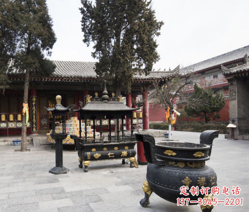 南阳寺庙铜香炉铜雕
