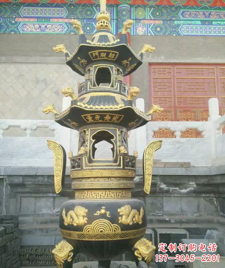 南阳寺庙香炉铜雕_1