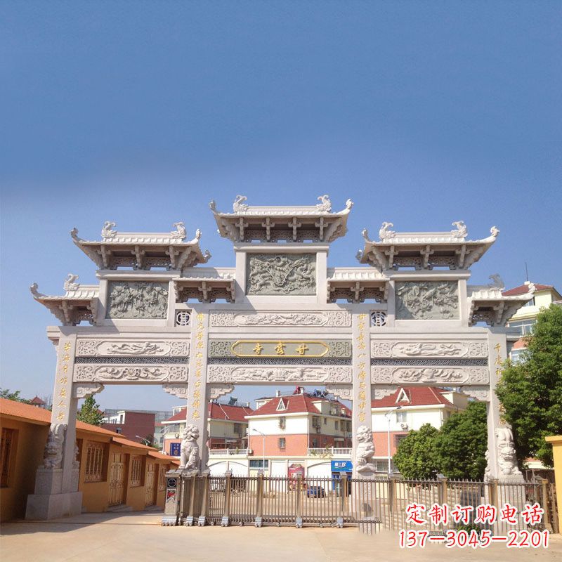 南阳寺院大门石雕牌楼