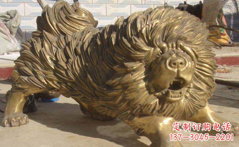 南阳松狮犬动物铜雕
