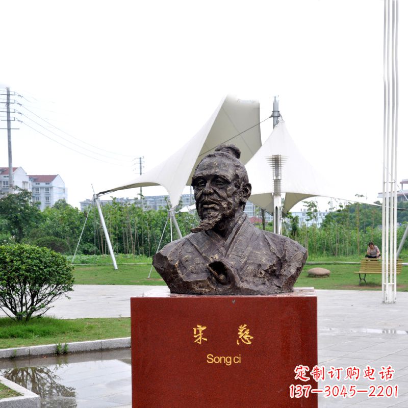 南阳宋慈铸铜头像雕塑-古代十大名医园林广场人物雕塑