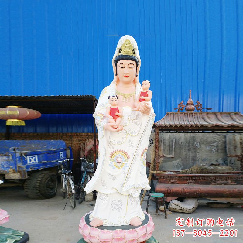 南阳送子观音彩绘玻璃钢雕塑
