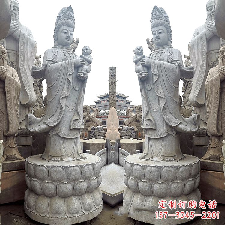 南阳送子观音青石雕塑