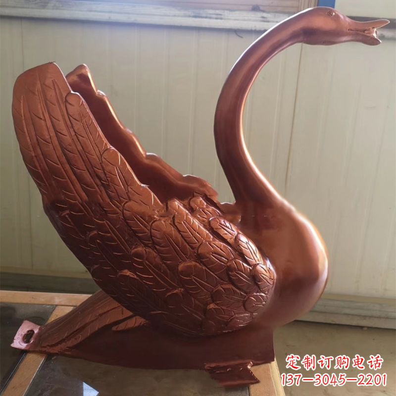 南阳天鹅铜雕塑,喷泉吐水天鹅装饰摆件