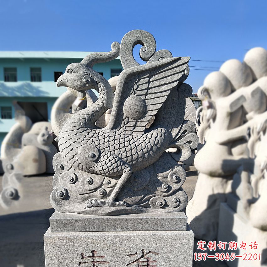 南阳天之四灵之朱雀神鸟砂岩石雕塑