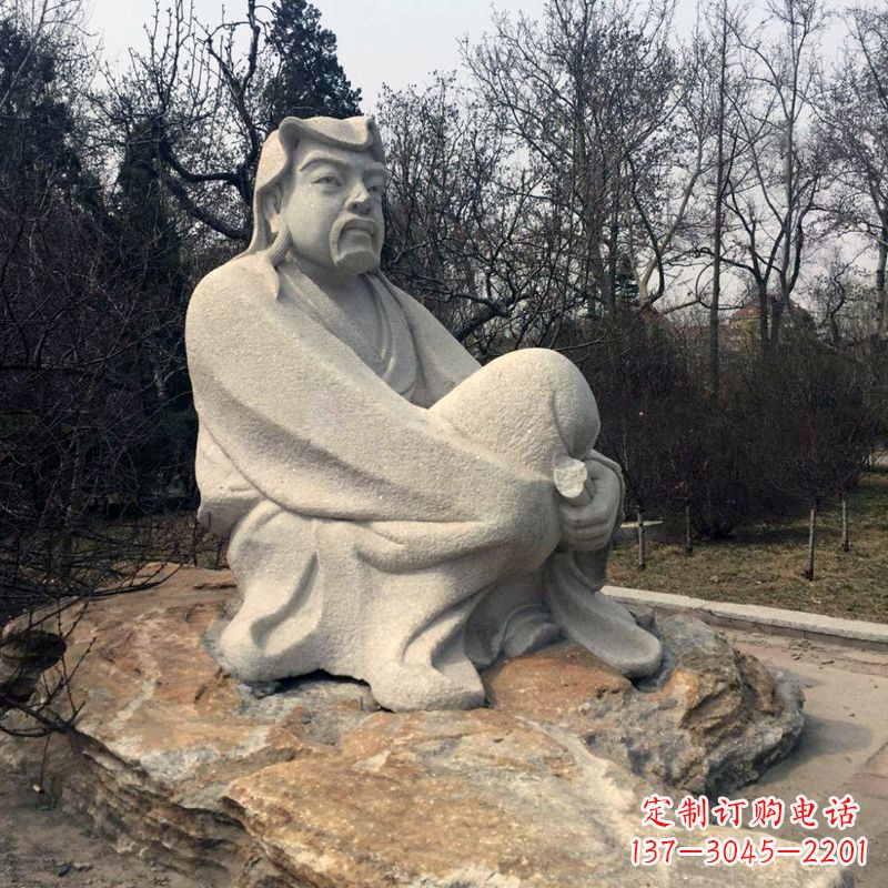 南阳田园诗派鼻祖陶渊明公园园林石雕坐像